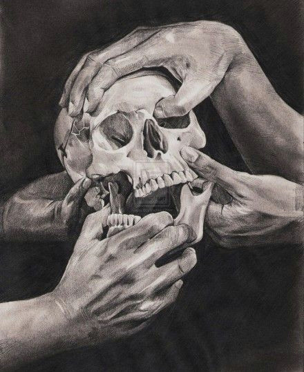 hands and skull