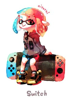 nintendo switch and squid girl from splatoon credits to the artist nintendoswitch nintendo games