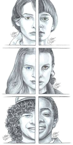 amazing artwork of the stranger things cast