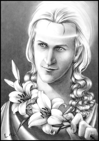 ok i just found that picture on a regular german page about angels and flowers according to the side this is supposed to be gabriel well duh