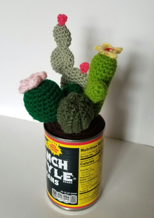 cactus in a can crochet cacti faux desert plant home decor size medium