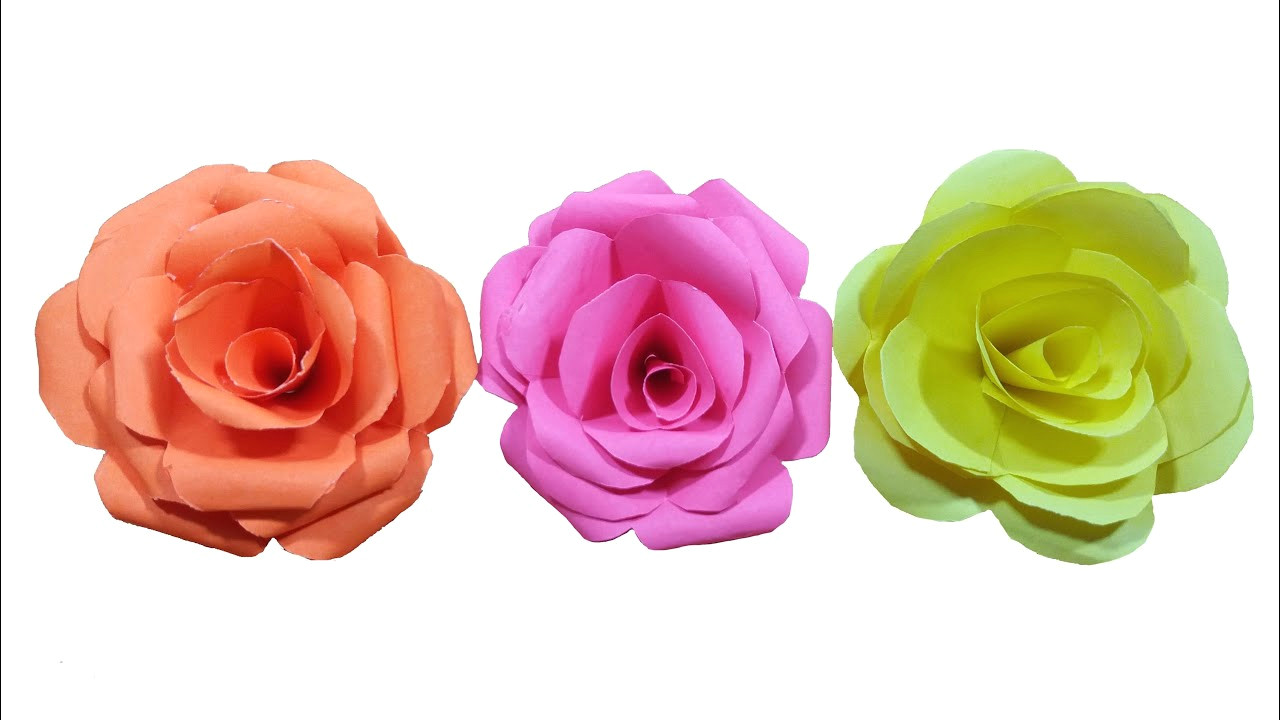 how to make paper rose flower very easy hd