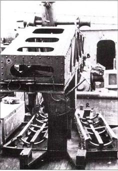 view of the loading platform from the submarine two troughs for torpedoes are visible below after the torpedo was raised to the level of the torpedo tube