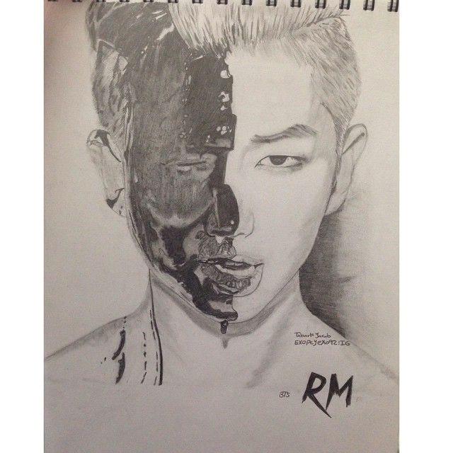 mulpix drawing bts rm rapmonster draw kpop bangtanboys v jin jimin suga jungkook jhope btsfanart btsart fanart