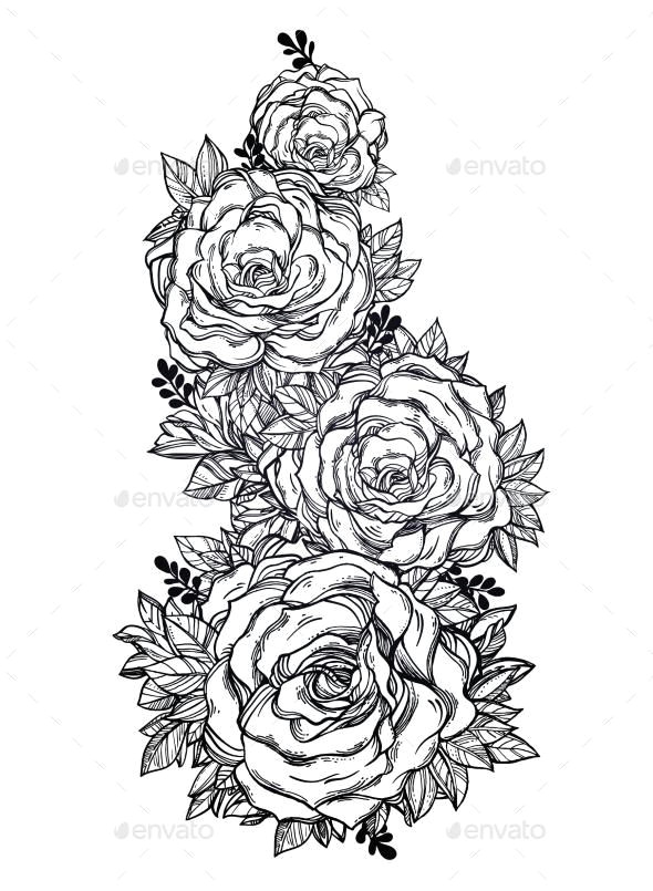 vintage floral highly detailed hand drawn rose vector vectorgraphics graphicdesign floral bestdesignresources
