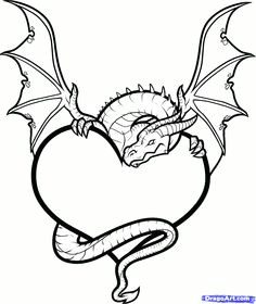 broken heart drawings with dragons draw a dragon heart dragon and heart step