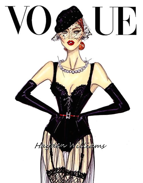 vogue all black everything by hayden williams mode design modeskitser modeillustrationer