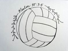items op etsy die op volleyball notecard print of hand drawn pen and ink volleyball with verse lijken