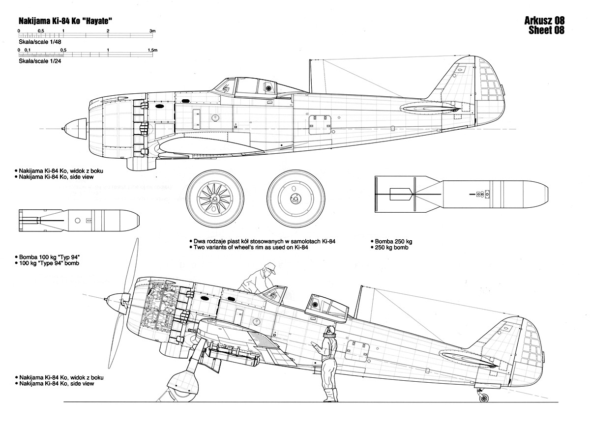 artwork nakajima ki 84 hayate ko technical drawing 1 48 scale 0d