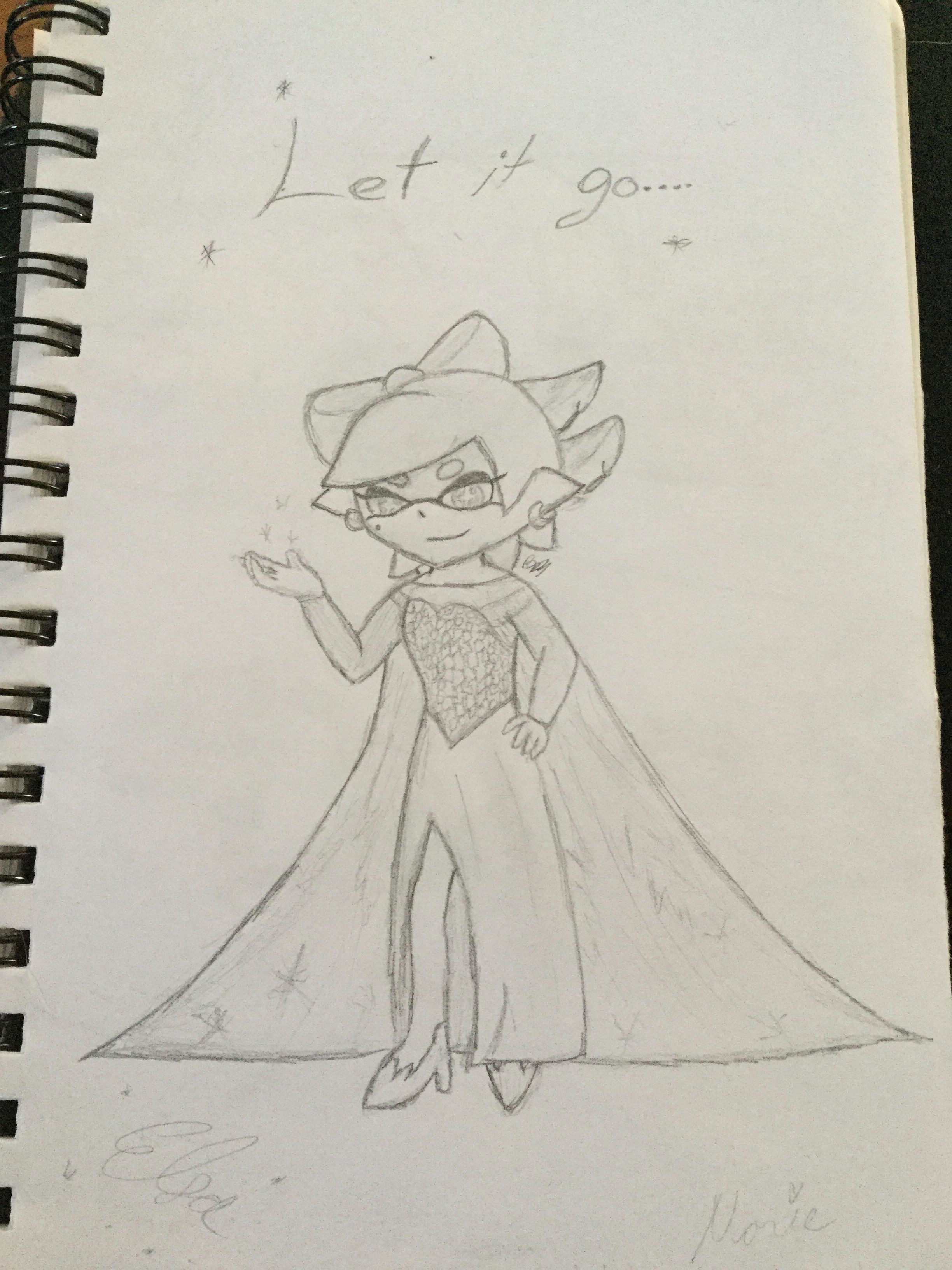 marie from splatoon as elsa from frozen splatoon disney frozen squidsisters art letitgo