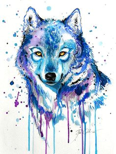 wolf wolf painting drip painting watercolor wolf watercolor animals watercolor paintings tumblr