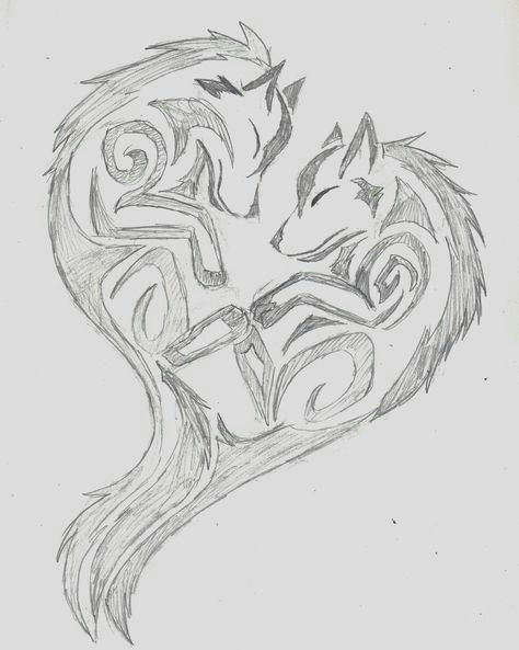 Wolf Drawing Heart Wolf Heart Wolf Tribal Heart by Wolfhappy On Deviantart Tatoo