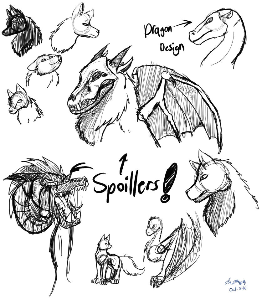 dragon and wolf sketches by candysugarskullgirl9
