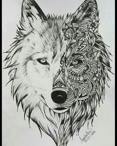geometric wolf tattoo sharpie paint pens wolf tattoos mandala tattoo animal totems