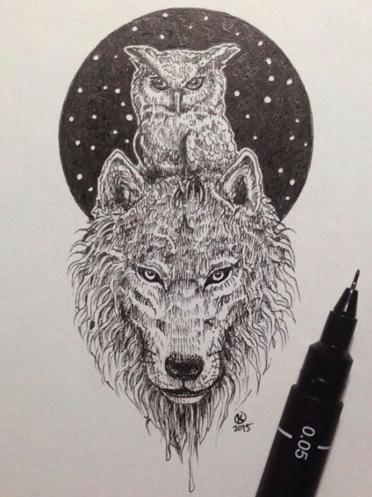 amazing owl and wolf pic by kerby rosanes may have to get this as my next tattoo tattoos pinterest wolf tattoos tattoos and tattoo designs