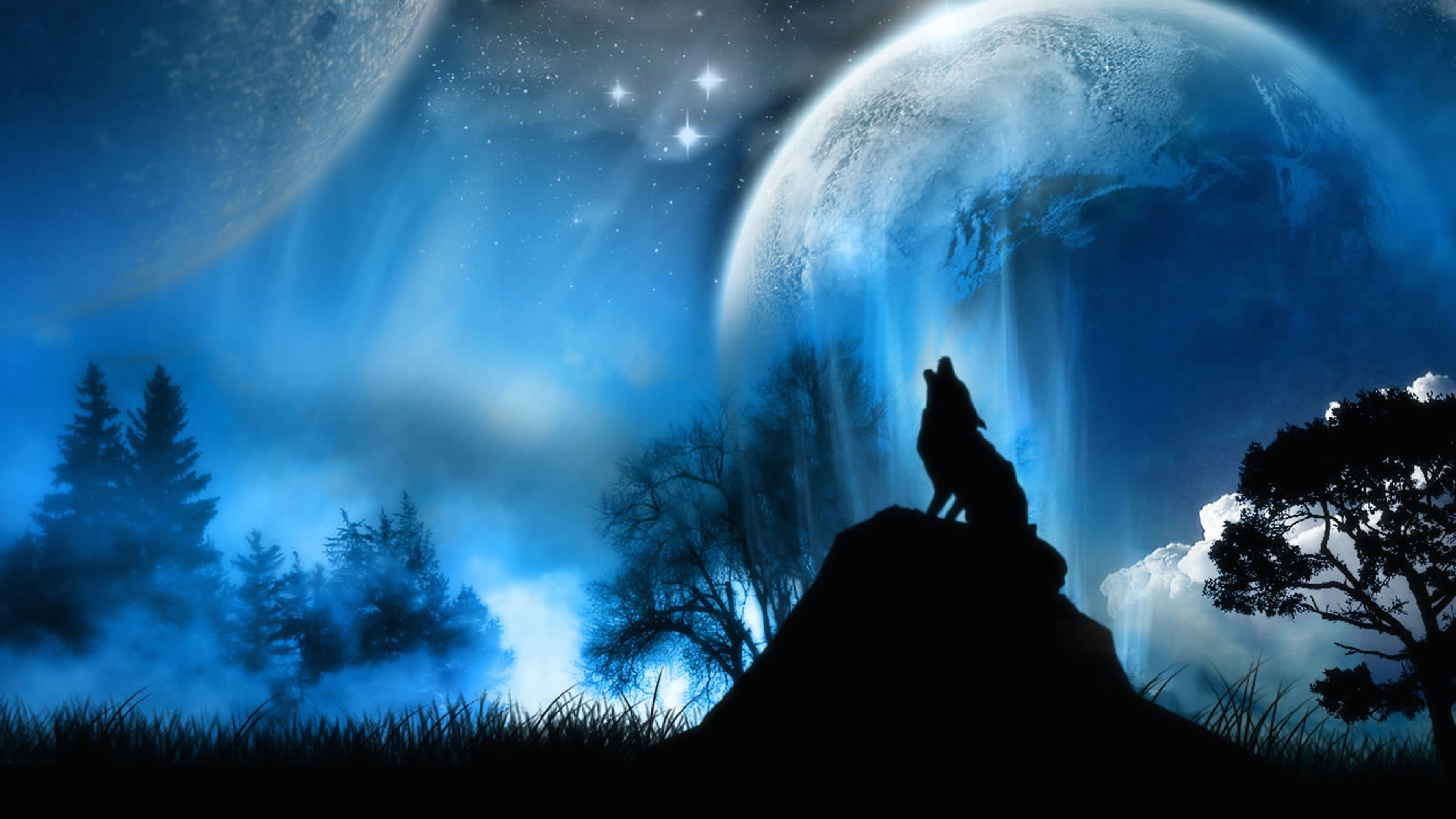 3840x2160 wallpaper moonlight wolf fantasy 3840x2160