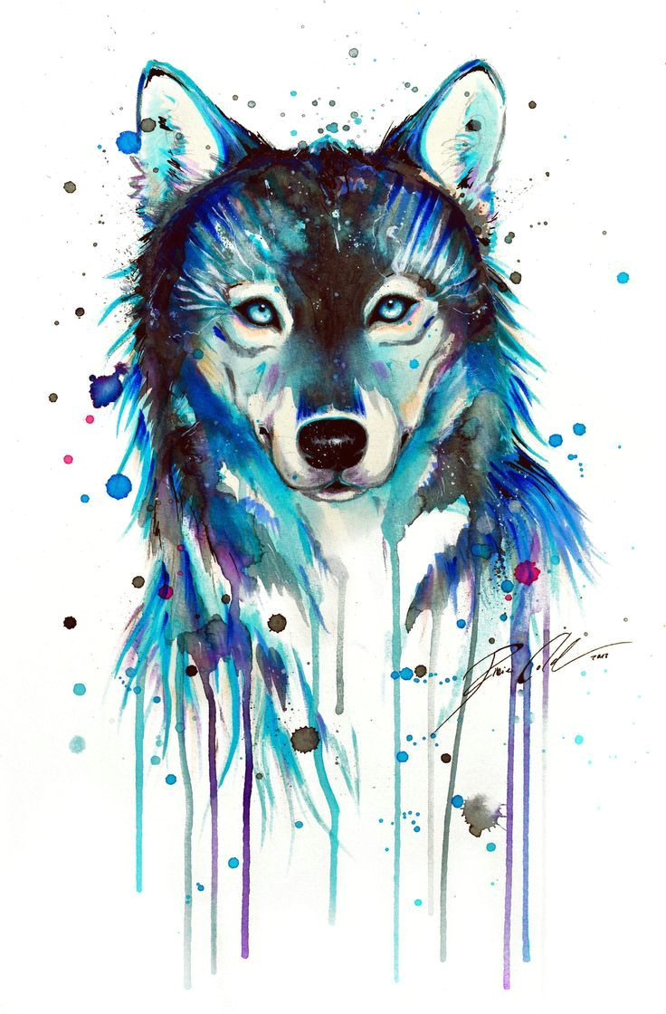 image result for watercolor wolf tattoo