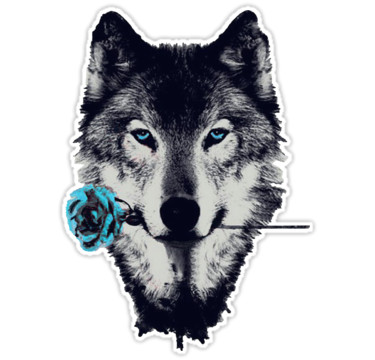 wolf with a rose stickers by wolfee redbubble
