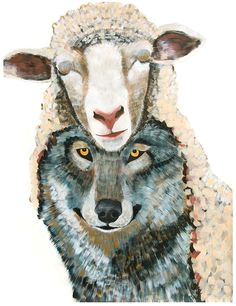 38 x50 wolf in sheep s clothing large scale print of original painting by natalie wright