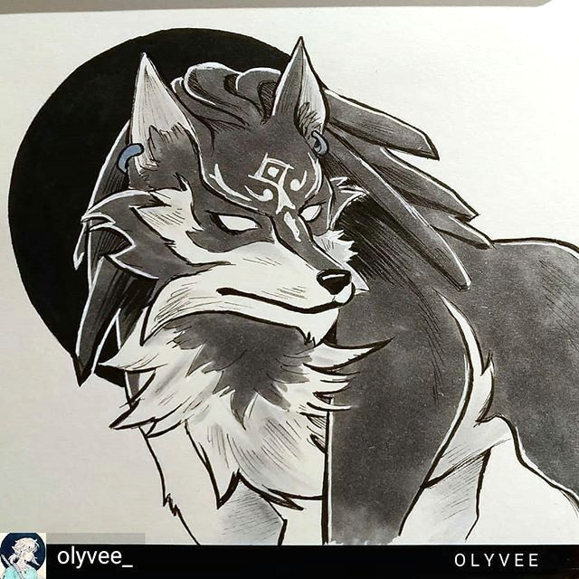 the lone wolf from olyvee linktober day 27 link s assistant i love the wolf link amiibo feature in breath of the wild he is such a good boi inktober