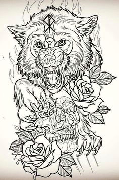 neo traditional a image result for wolf drawing with detail tattooideassymbols wolf tattoos animal tattoos wolf