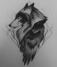 wolf and raven cool tattoos forearm tattoos amazing tattoos tatoos wolf head
