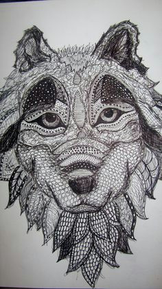 wolf pen drawing