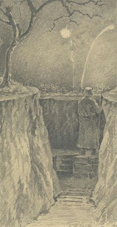 drawing of western front by painter alfred schonberner europeana 1914 1918 cc by der malerww1