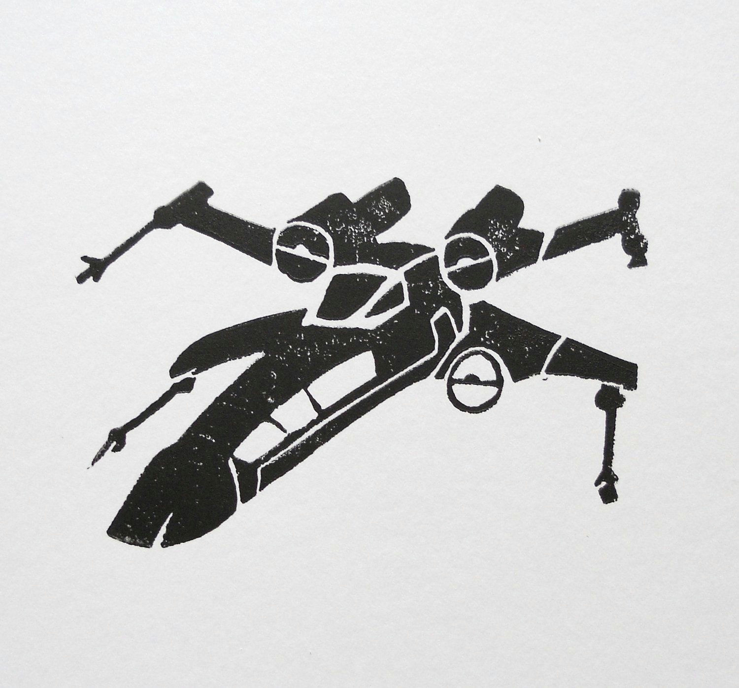 star wars x wing black silhouette hand press block print 8 x 10 19 00 via etsy