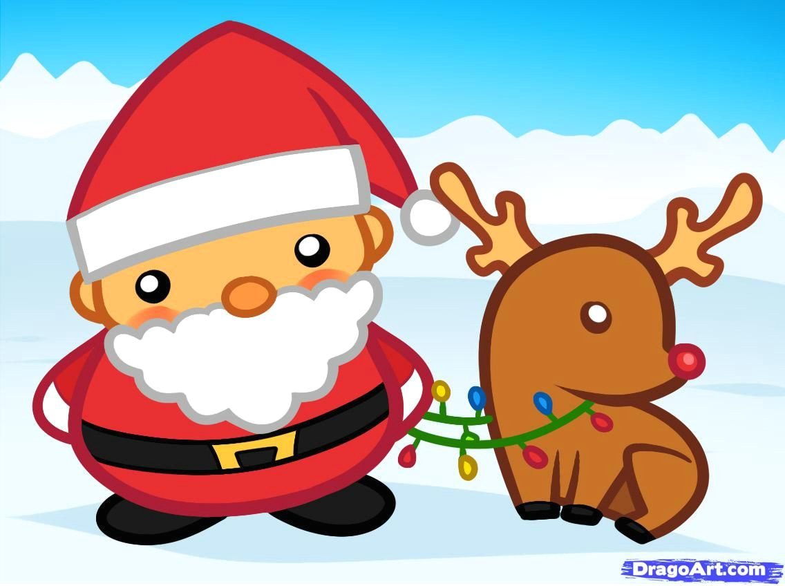 how to draw santa and rudolph santa and rudolph