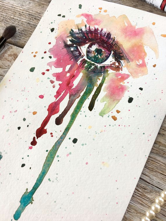 eye art sad girl art doctor gift eye of the beholder eye painting watercolor wall art office