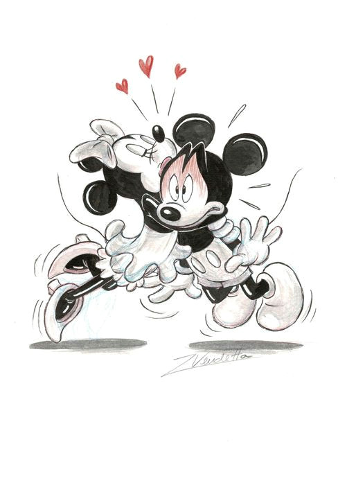 vendetta z original drawing mickey minnie mouse the kiss w b