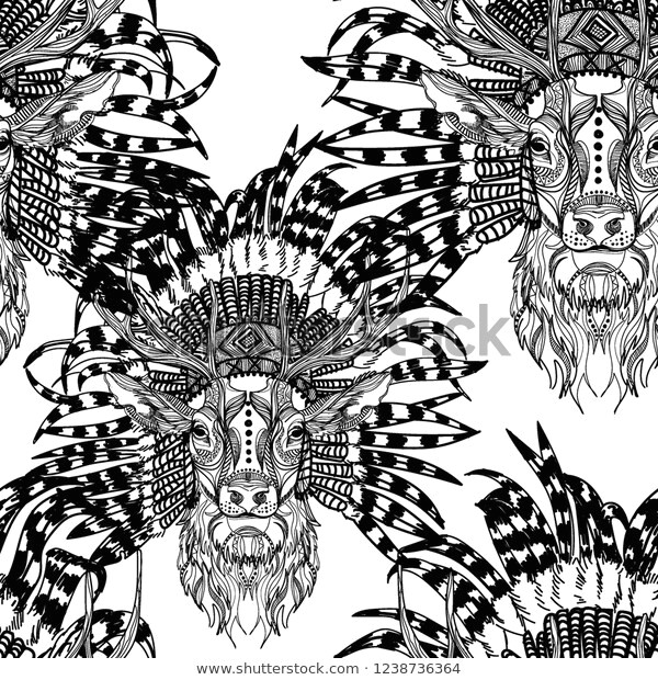 seamless pattern deer ethnic headdress 600w 1238736364 jpg