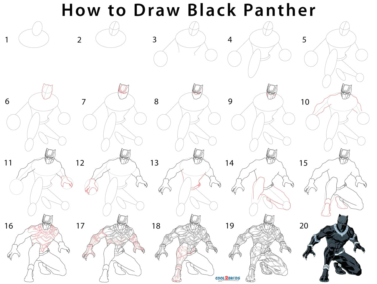 how to draw black panther step by step jpg