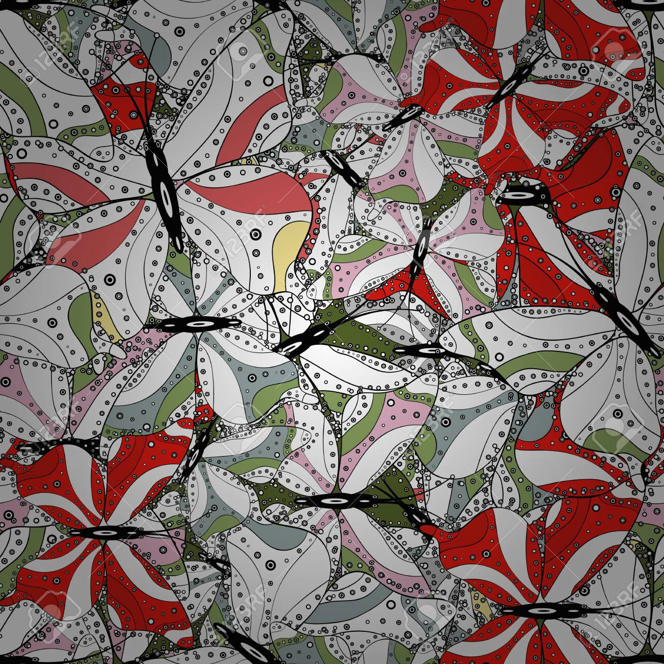 125302879 in simple style tropical butterfly seamless pattern in white black and red colors doodle sketch scri jpg