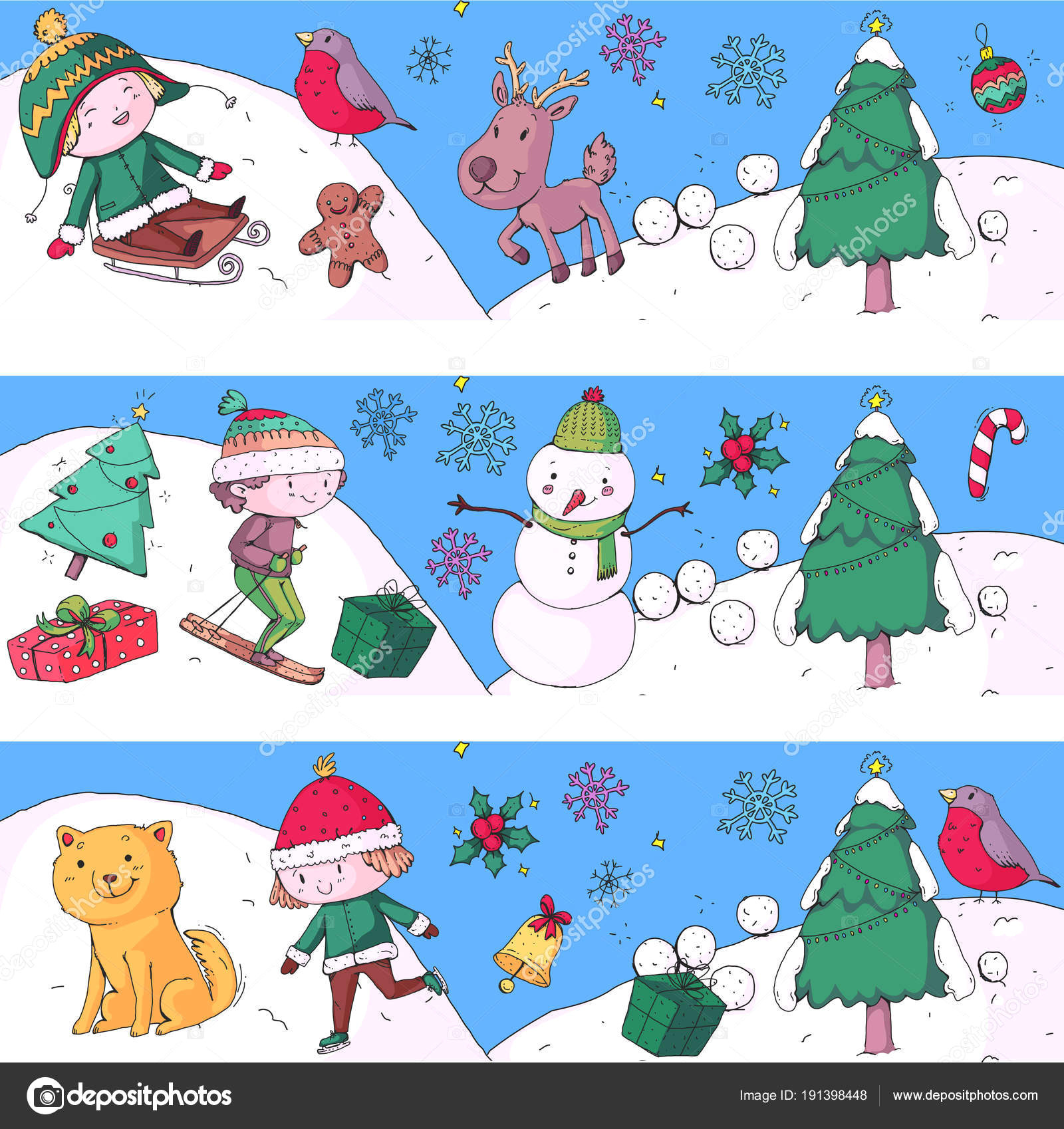 depositphotos 191398448 stock illustration merry christmas celebration with children jpg