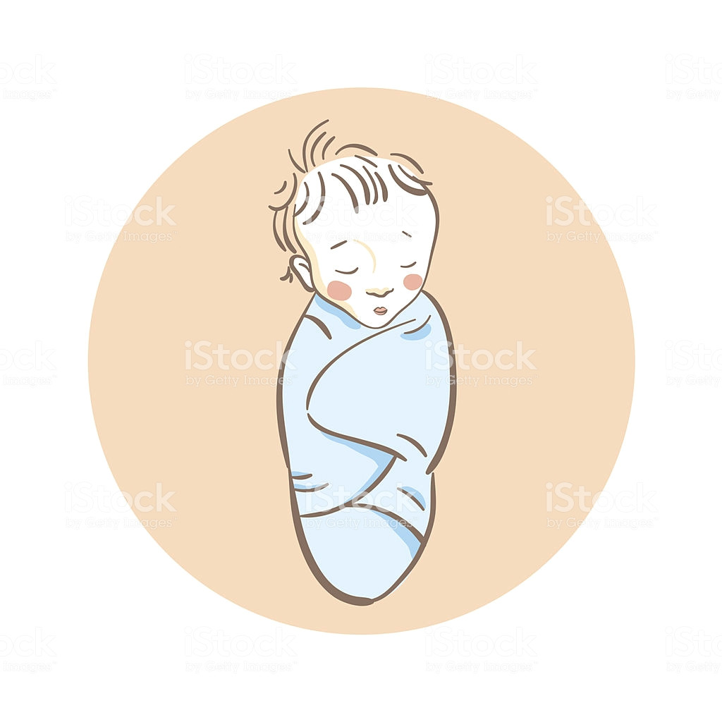 cute newborn baby boy sleeping wrapped in a blue blanket vector id507189375