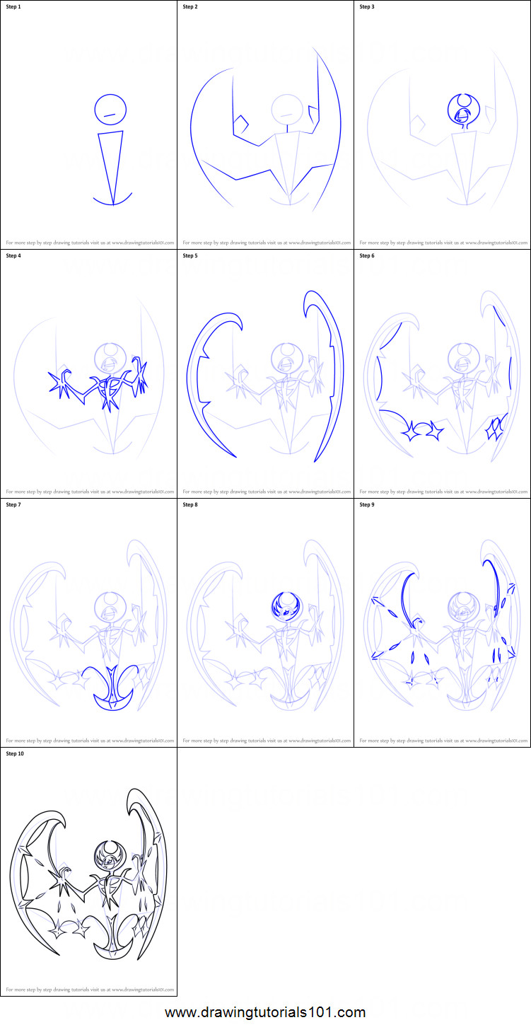 how to draw lunala from pokemon sun and moon step by step png