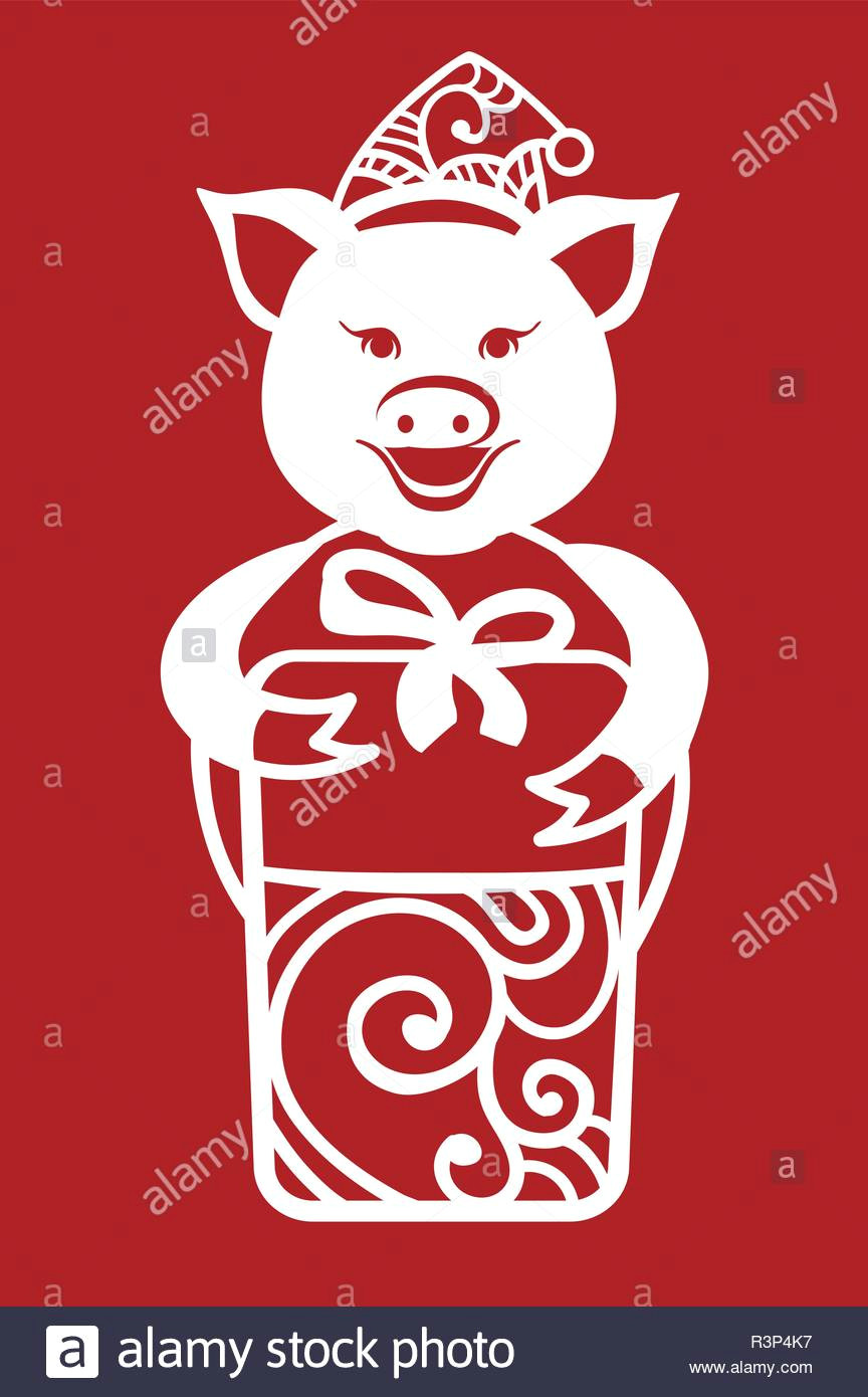 pig cutting icon pig simple drawing for laser cutting pig with gift symbol of 2019 r3p4k7 jpg