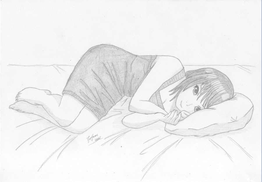 scetch 3 girl laying on her bed by nick san90 d4w09od fullview jpg