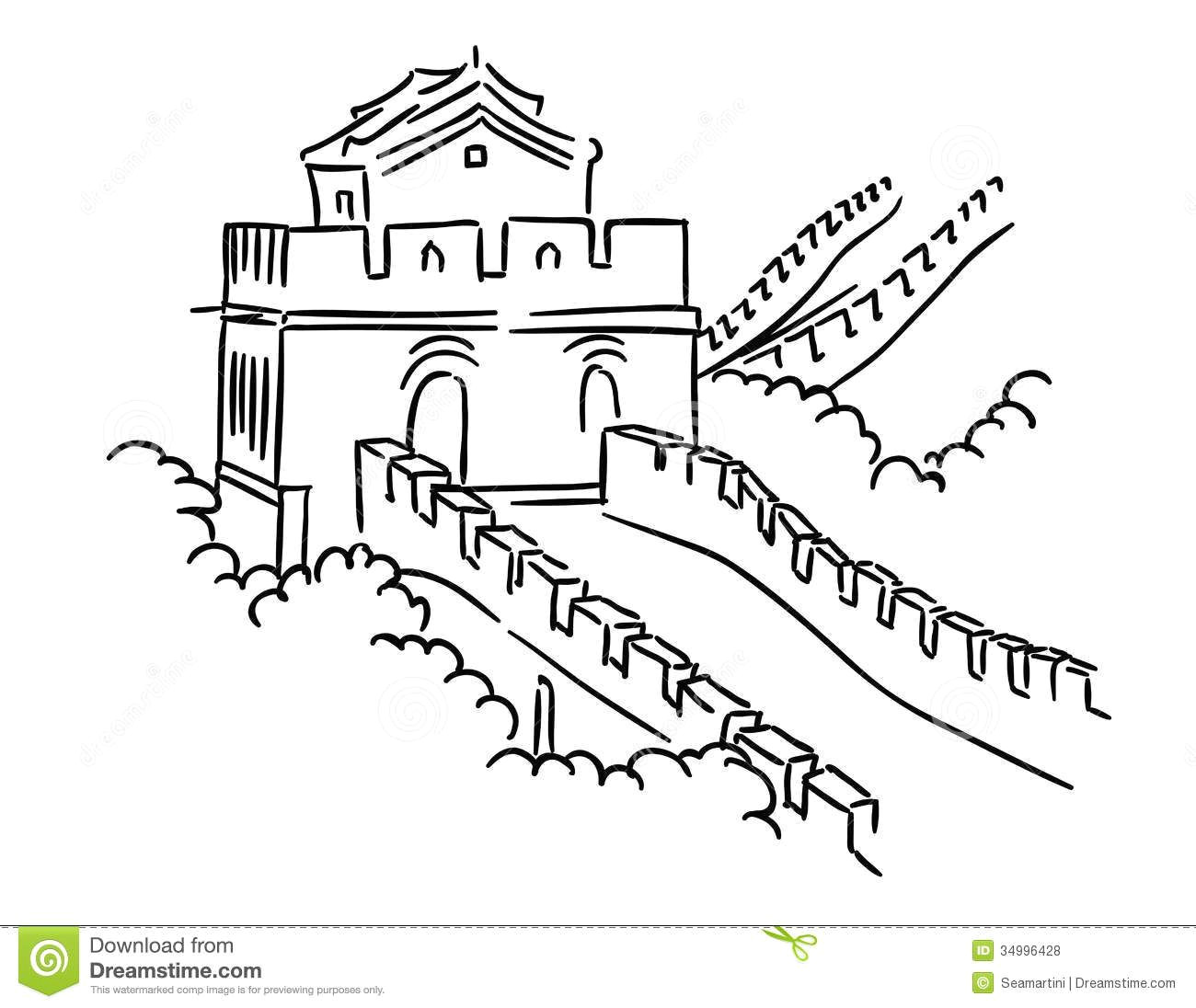 great wall of china black and white clipart 2 jpg