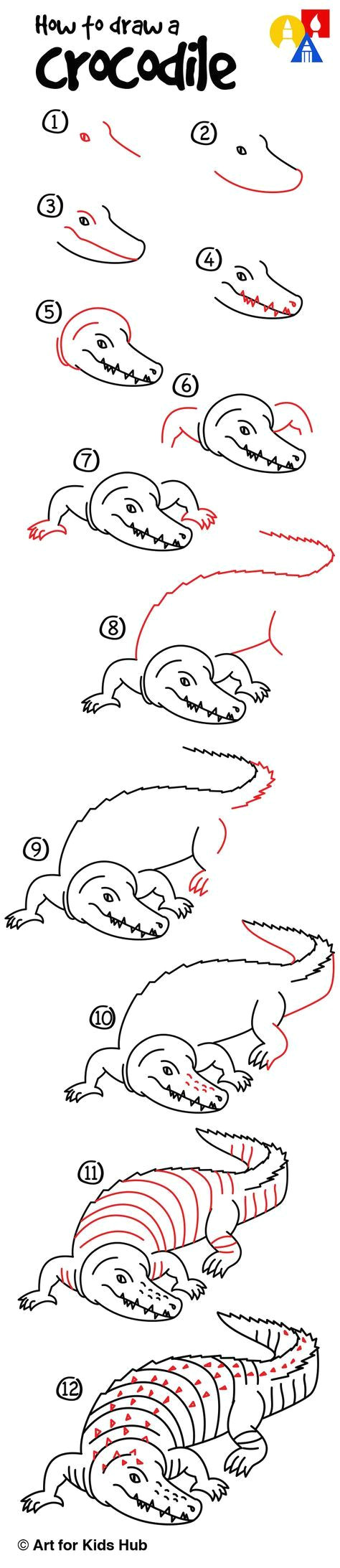 How to Draw An Easy Crocodile | jf-studios