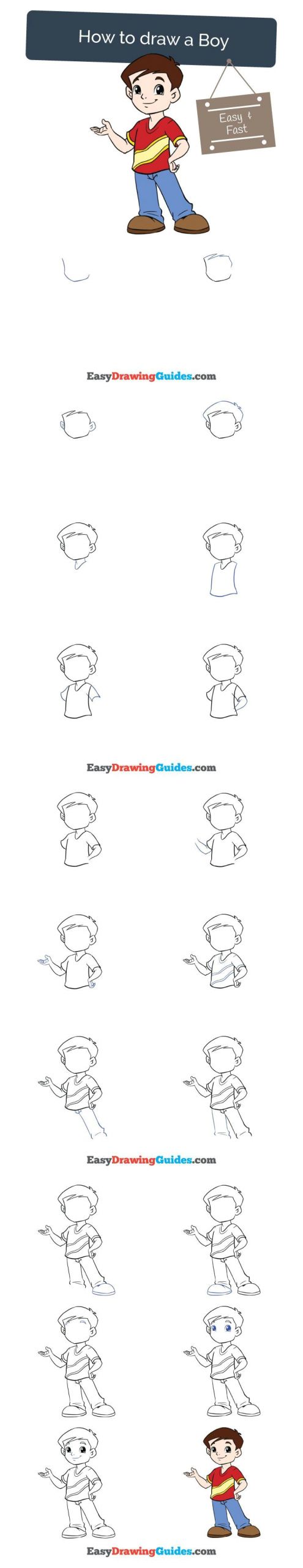 How to Draw Person Easy How to Draw A Boy Drawing Tutorials for Kids Easy