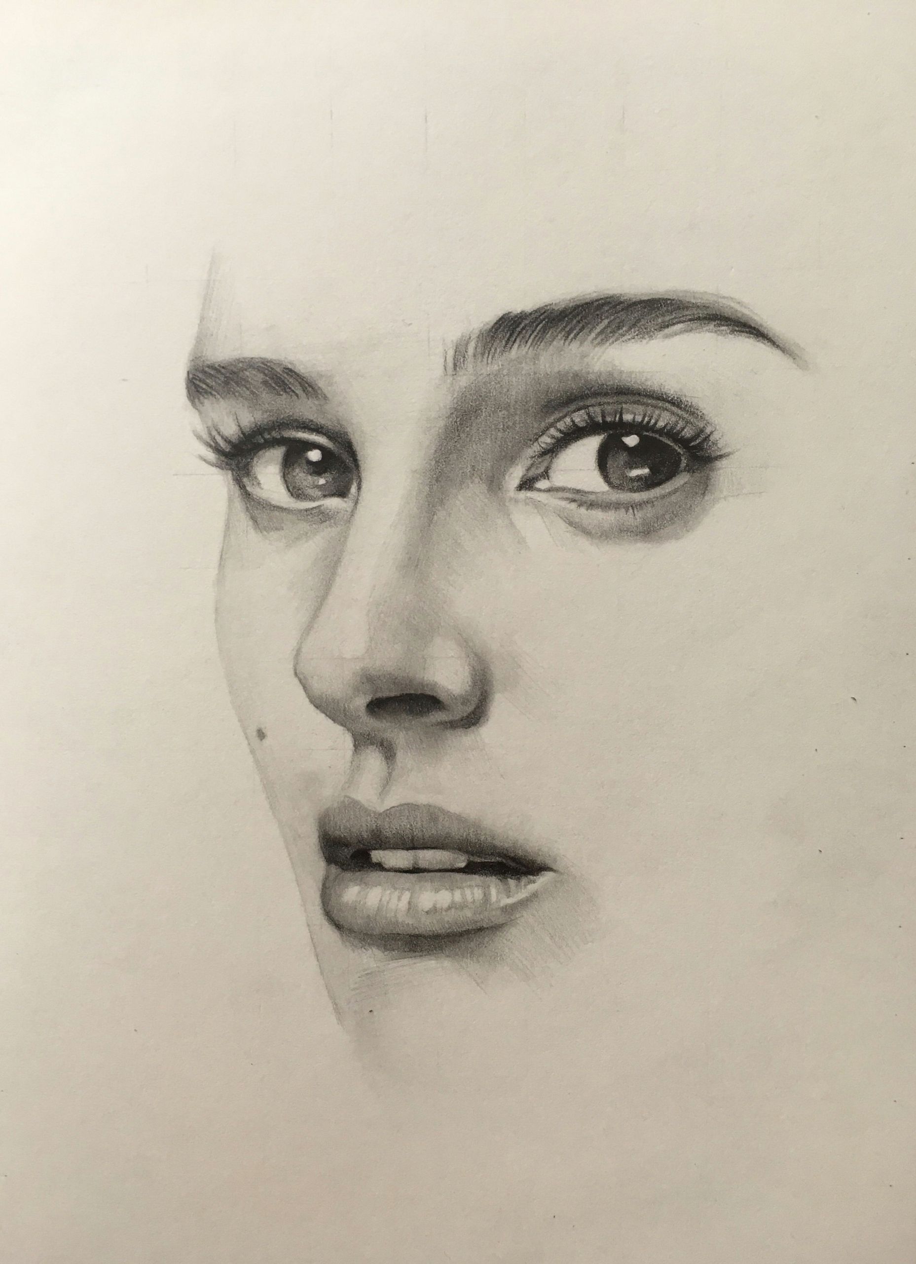 Portrait Drawing Of A Girl Pencil Portrait Mastery Natalie Portman Pencil Drawing by