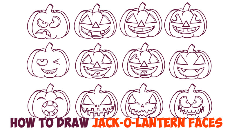 how to draw pumpkin faces jack o lantern expressions easy step by step drawing tutorial beginners jpg
