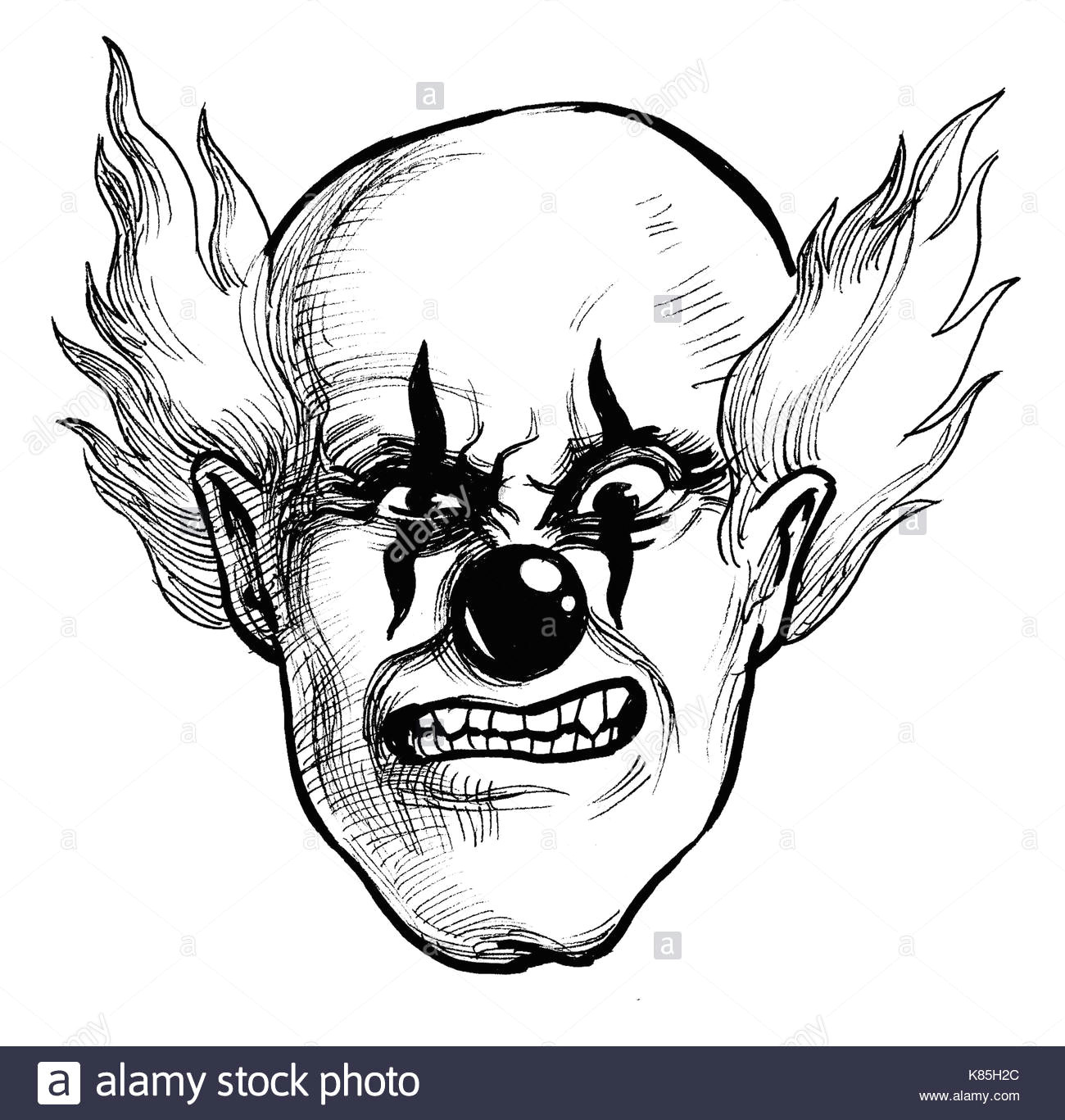 evil clown ink black and white drawing k85h2c jpg