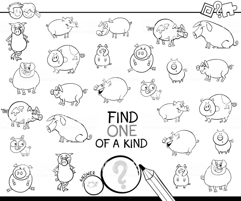 one of a kind game with pig coloring book vector id892953306