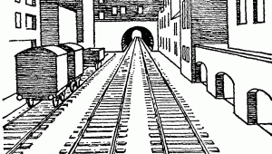 1 Point Perspective Drawing Easy This is A 1 Point Perspective Drawing Of A Train Station This is A