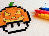 64 Bit Drawing Halloween Pixel Art How to Draw Pumpkinhead Mushroom Pixelart