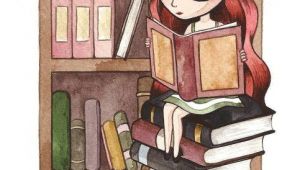 A Drawing Of A Girl Reading A Book This Might as Well Be A Self Portrait Long Red Hair Surrounded